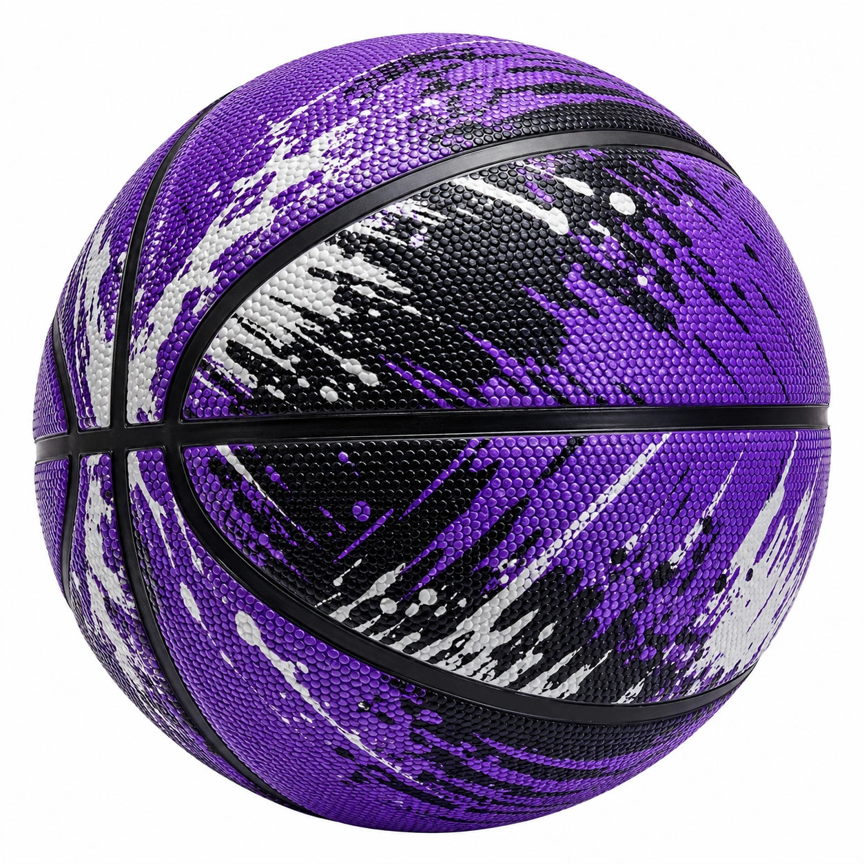 Ballon de basket extérieur violet/noir/blanc antidérapant 75 cm