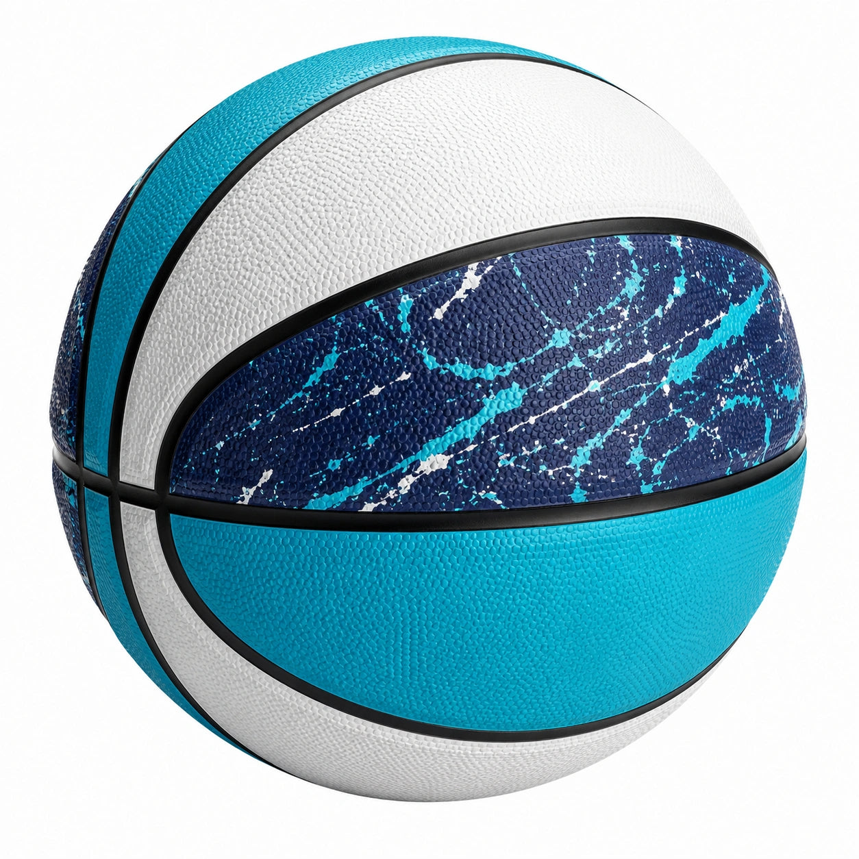 Ballon de basketball extérieur bleu, blanc et marine avec design moderne