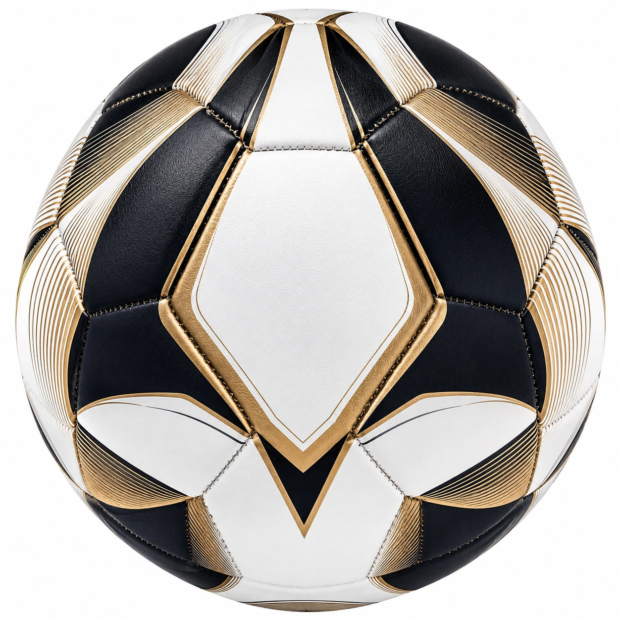 Ballon de football blanc/noir/doré, taille standard