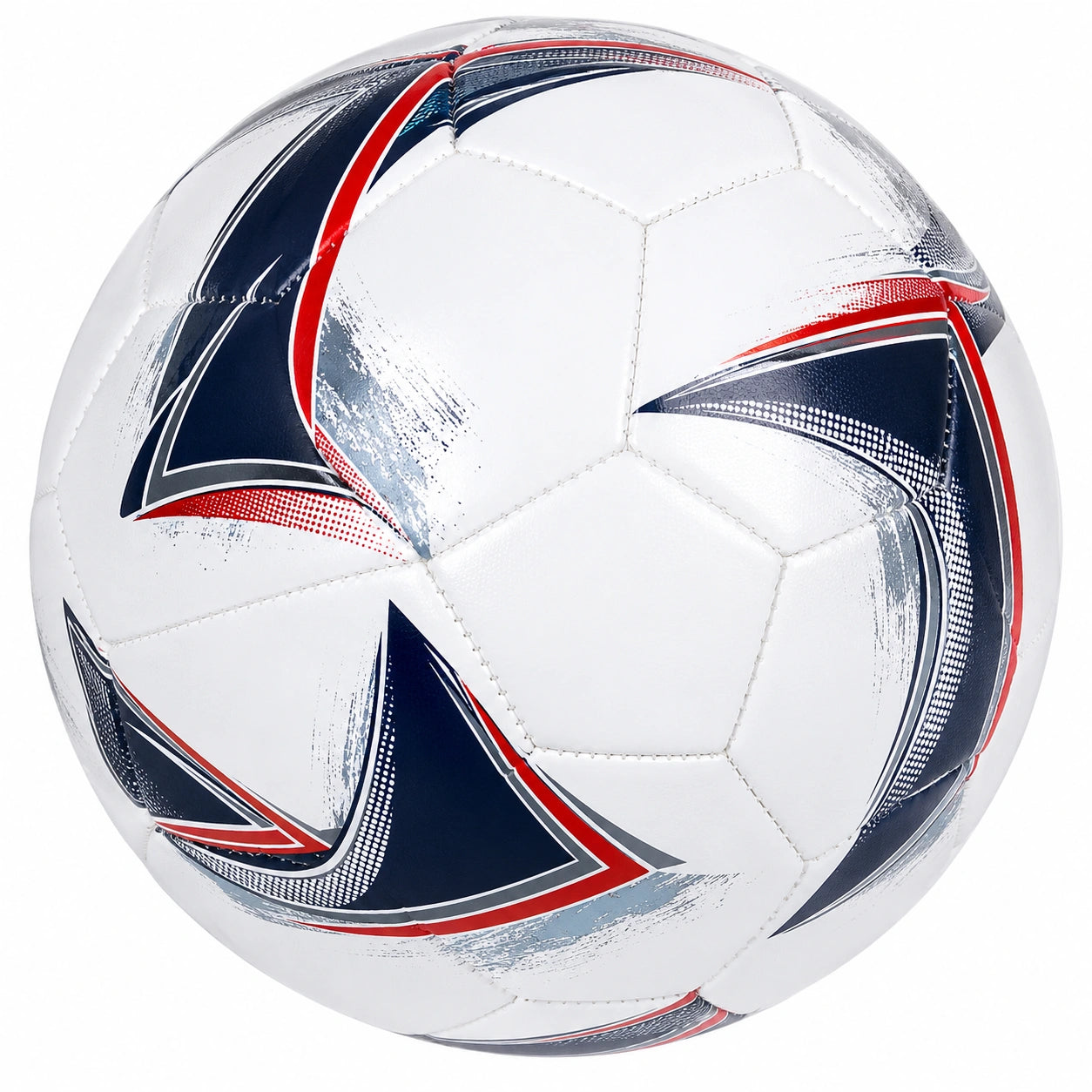 Ballon de football taille 5 blanc, bleu et rouge