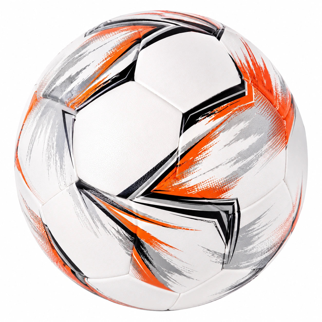 Ballon de football taille 5 blanc et orange avec graphisme dynamique