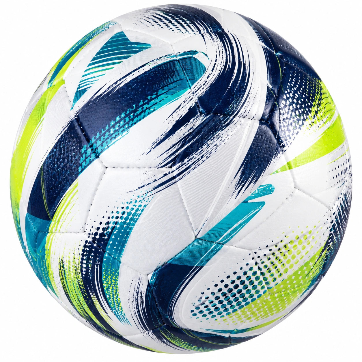 Ballon de football taille 5 blancs bleu vert