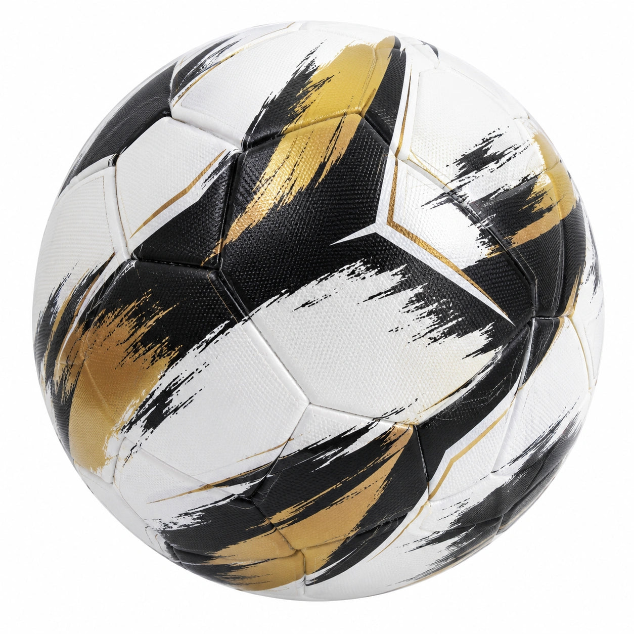 Ballon de football taille 5 blanc, noir et doré