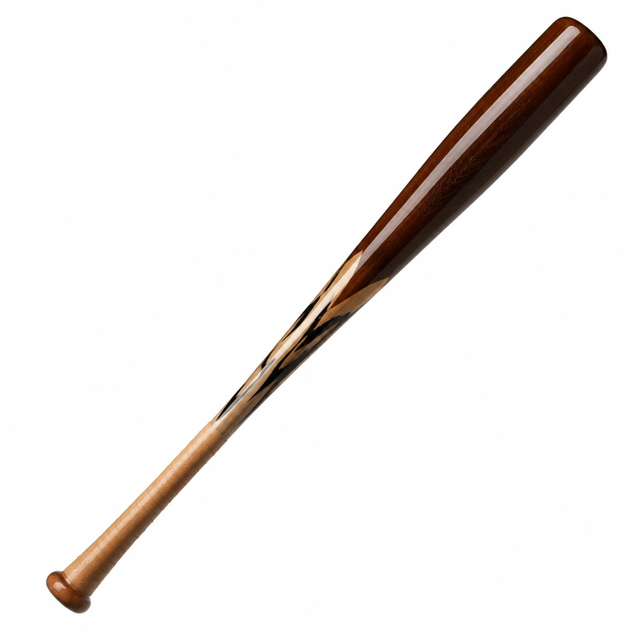 Batte de baseball monobloc marron et bois naturel
