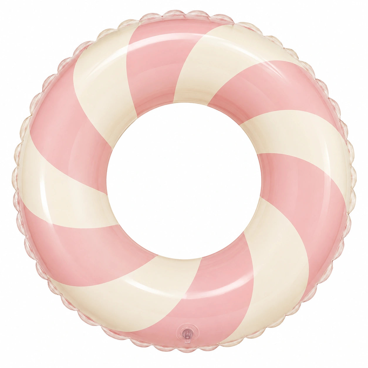 Bouée gonflable rayée rose et crème diamètre 120 cm