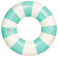 Bouée gonflable rayée blanc et turquoise