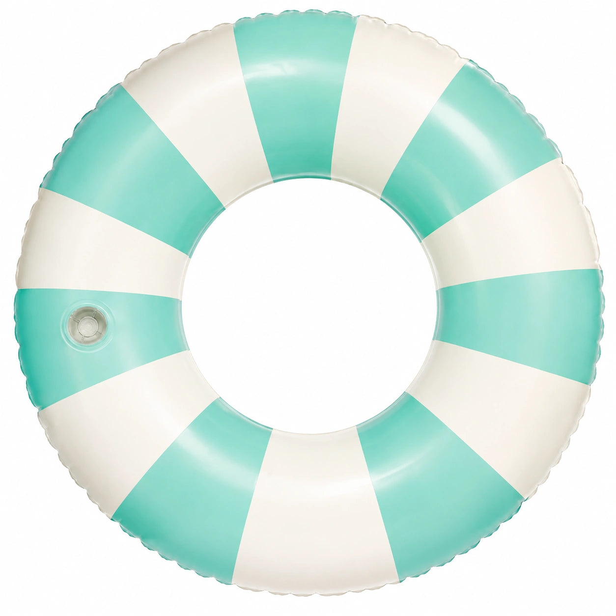 Bouée gonflable rayée blanc et turquoise