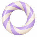 Anneau gonflable rayé violet et crème 90 cm